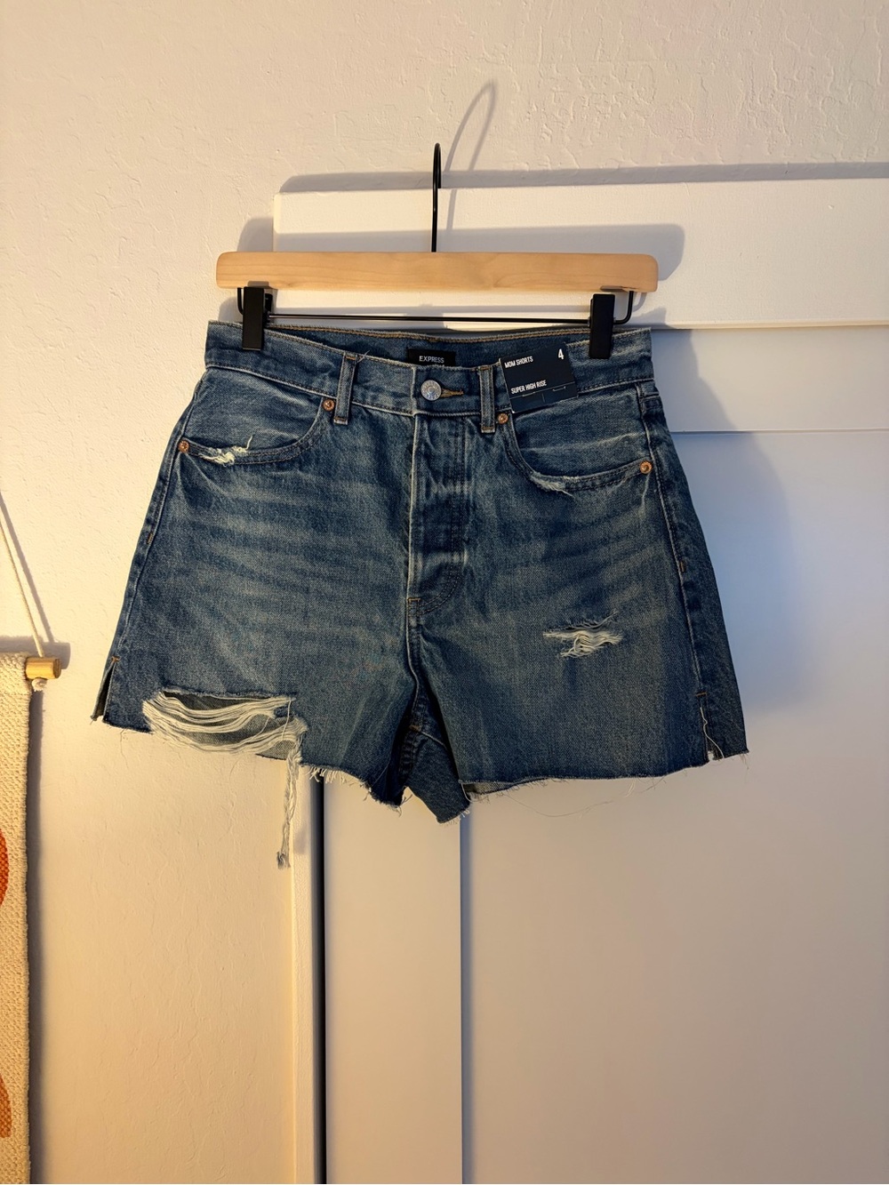 NWT Express High-Rise Distressed Denim Shorts